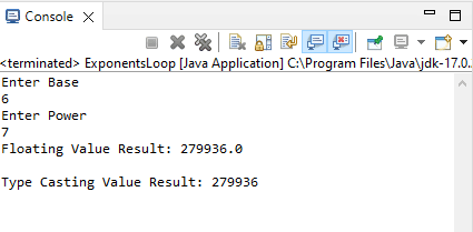 exponents in Java using a loop